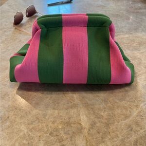 Pink and Green Striped Women's Bag